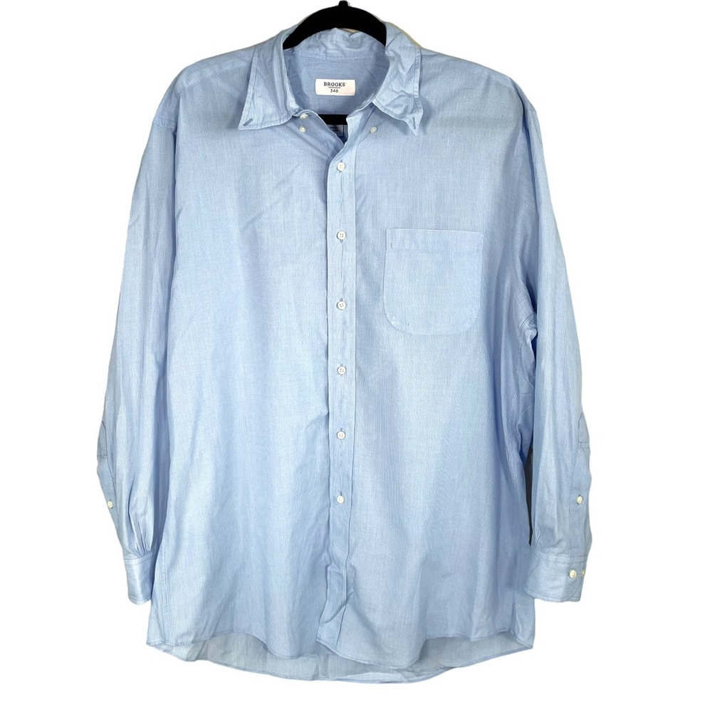 Brooks 346 Light Blue Tiny Checker Button Down Sh… - image 1